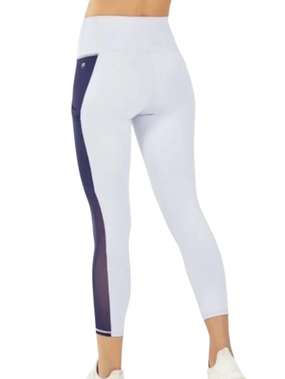 Fabletics White Leggings with Navy Side Panels - Picture 2 of 11